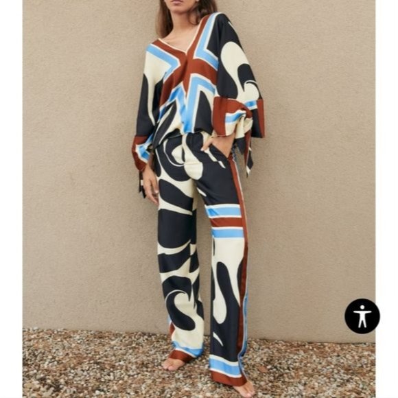 ZARA NEW WOMAN PRINTED BLOUSE WITH TIES ECRU 7807/026 - Picture 3 of 3